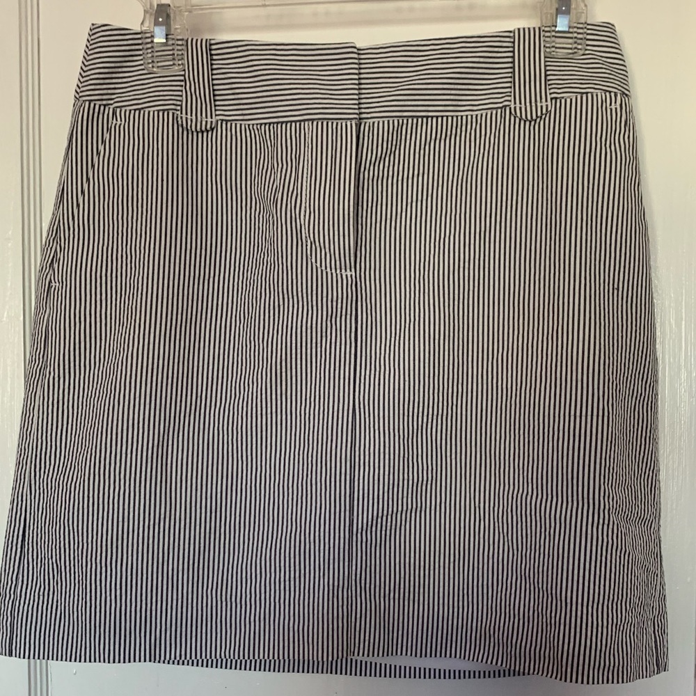 LOFT white and blue stripe skirt